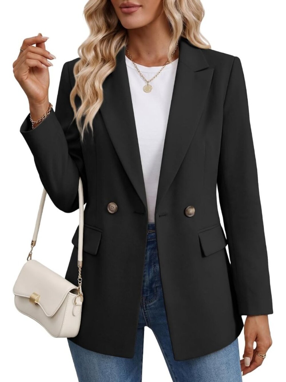 Chic Women's Business Casual Blazer - Long Sleeve Loose Fit Suit Jacket